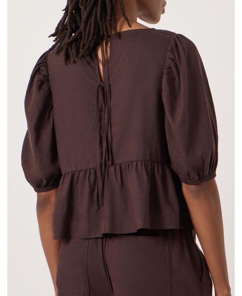Women's Alva Puff Sleeve Linen Beach Top