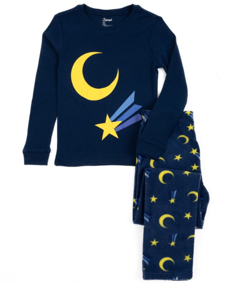 Kids Matching Family Cotton Top and Fleece Pants Holiday Pajamas (6-14)