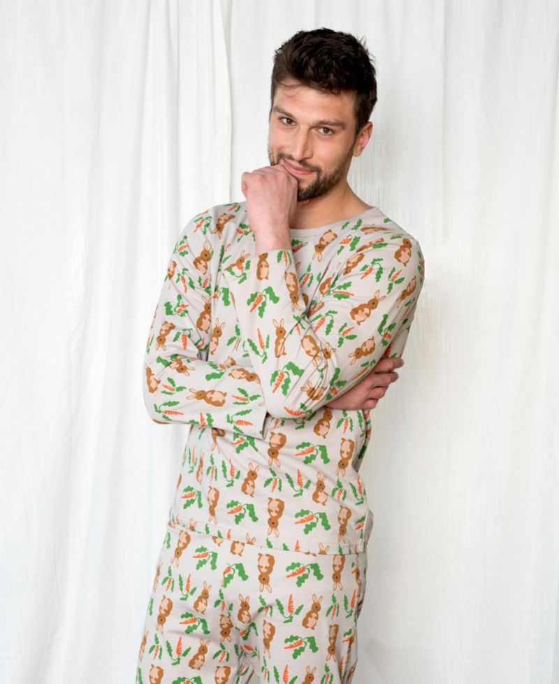 Men's Matching Family Two Piece Cotton Long Sleeve Loose Fit Pajamas