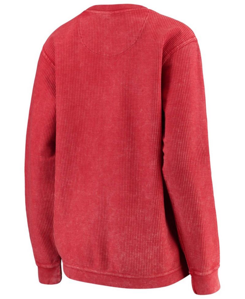 Women's Red Texas Tech Red Raiders Comfy Cord Vintage-Like Wash Basic Arch Pullover Sweatshirt
