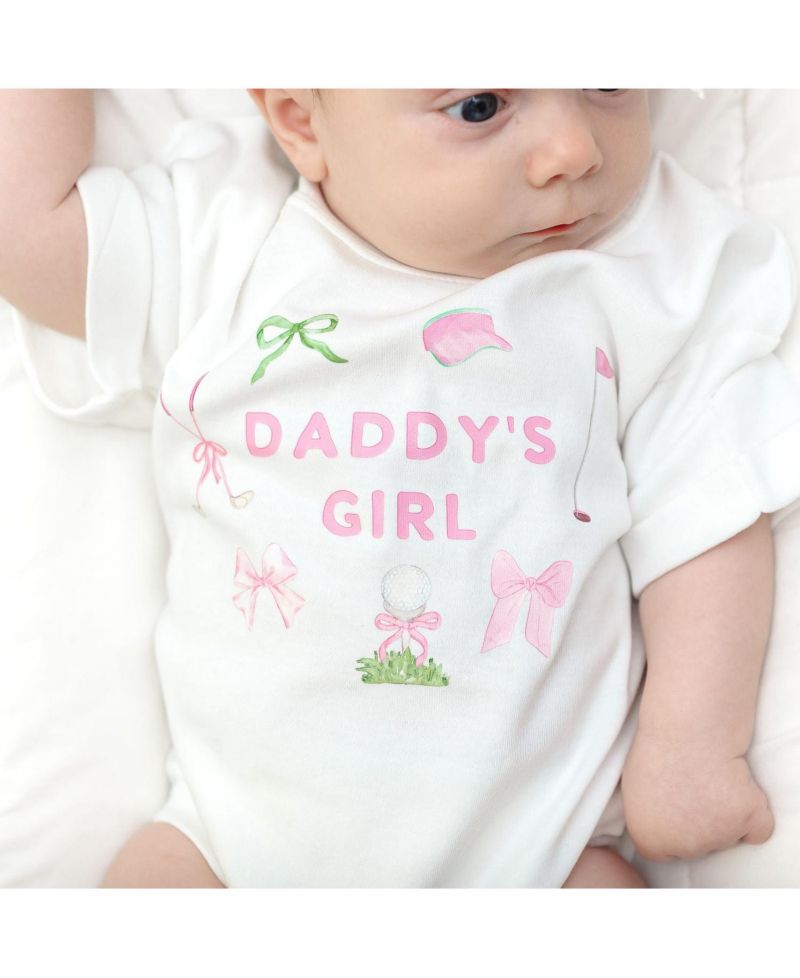 Baby Girls Daddy's Golf Icon Short Sleeve Romper