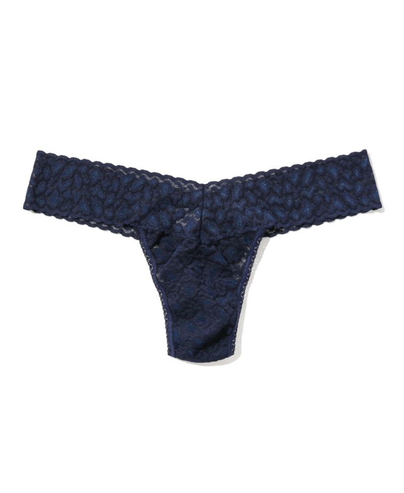 Women's Leopard Lace Low Rise Thong Underwear 7I1051