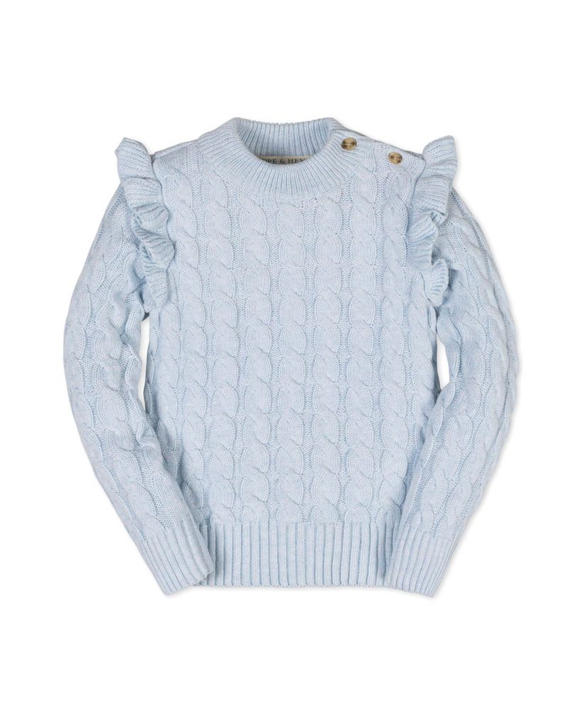 Hope and Henry Little and Big Girls' Organic Long Sleeve Mock Neck Sweater with Ruffle