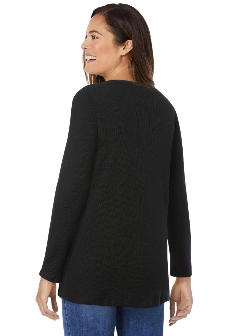 Women's Within Embroidered Thermal Henley Tee