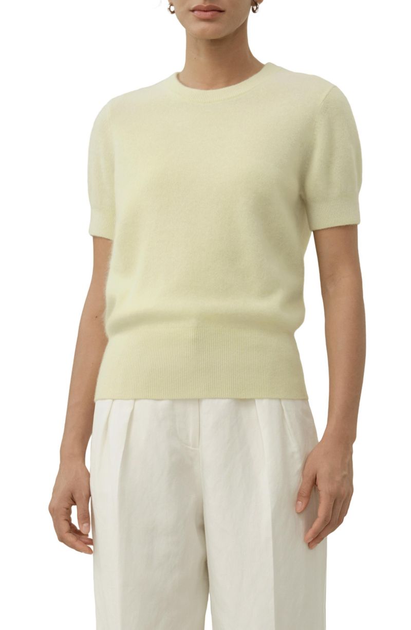 Women's Brushed Cashmere Short-Sleeve Sweater