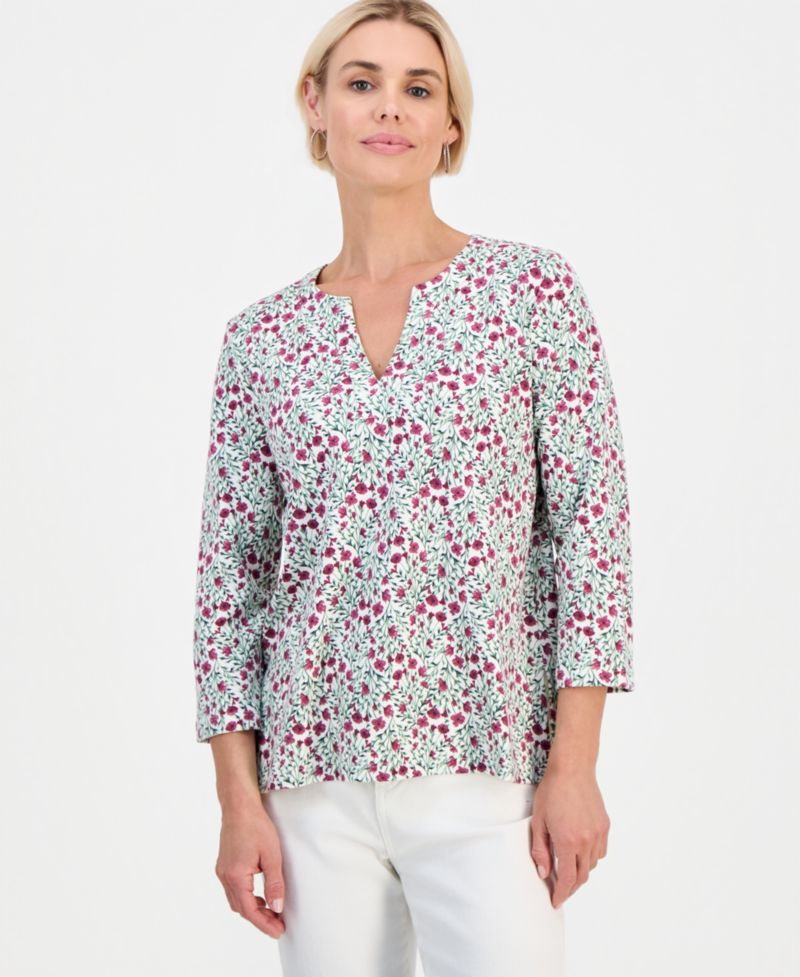 Petite Split-Neck Tunic, Macy's Exclusive