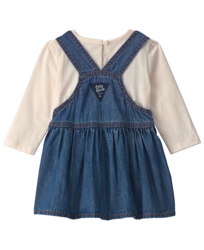 Baby Girls' Long-Sleeve Top and Denim Skirtall, 2-Piece Set