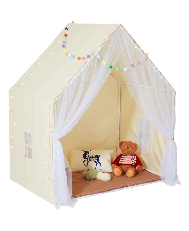 Ages 1-5 Yurt-Style Indoor-Outdoor Play Tent, Mat & Lamp, 3-Piece Set