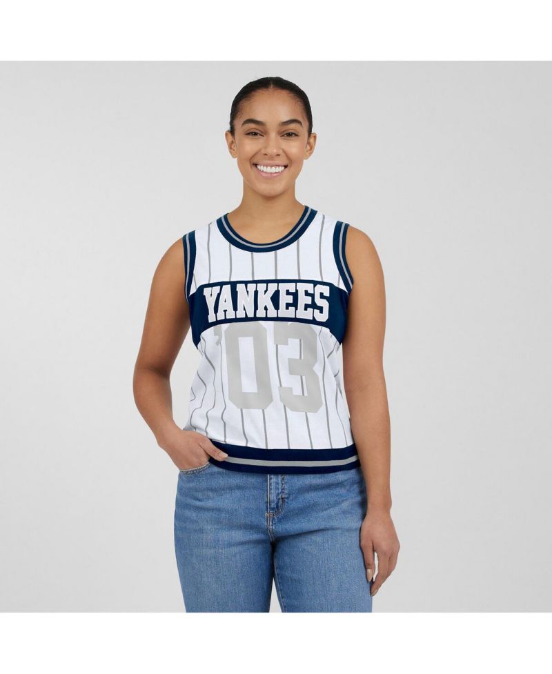 Women's White New York Yankees Sporty Tank Top