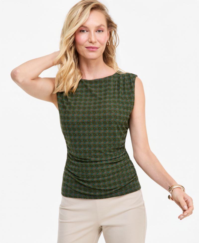 Women's Sleeveless Printed Mesh Top