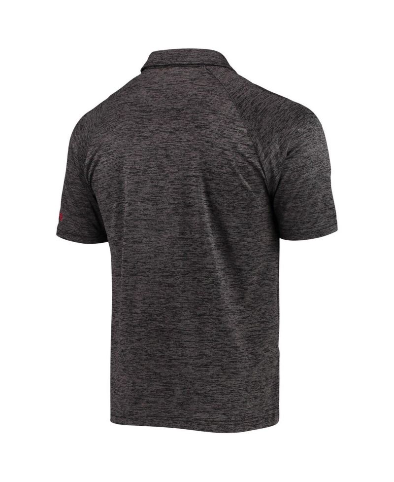 Men's Heathered Black Minnesota Golden Gophers Down Swing Raglan Polo Shirt