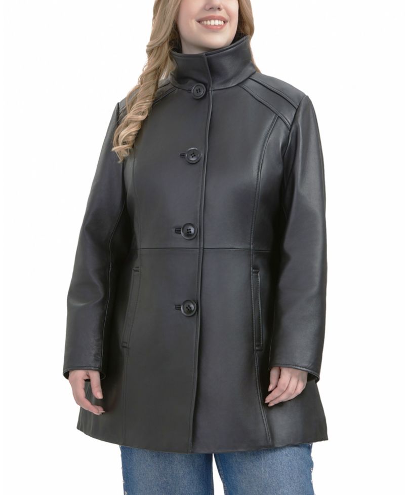 Plus Size Sarai Leather Coat