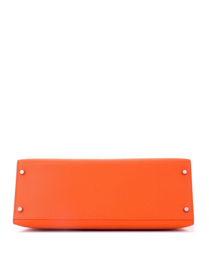 Kelly 35 Handbag Orange Epsom with Palladium Hardware