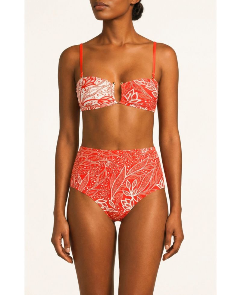 Women's Scarlet Bloom Reversible Square Bandeau Top