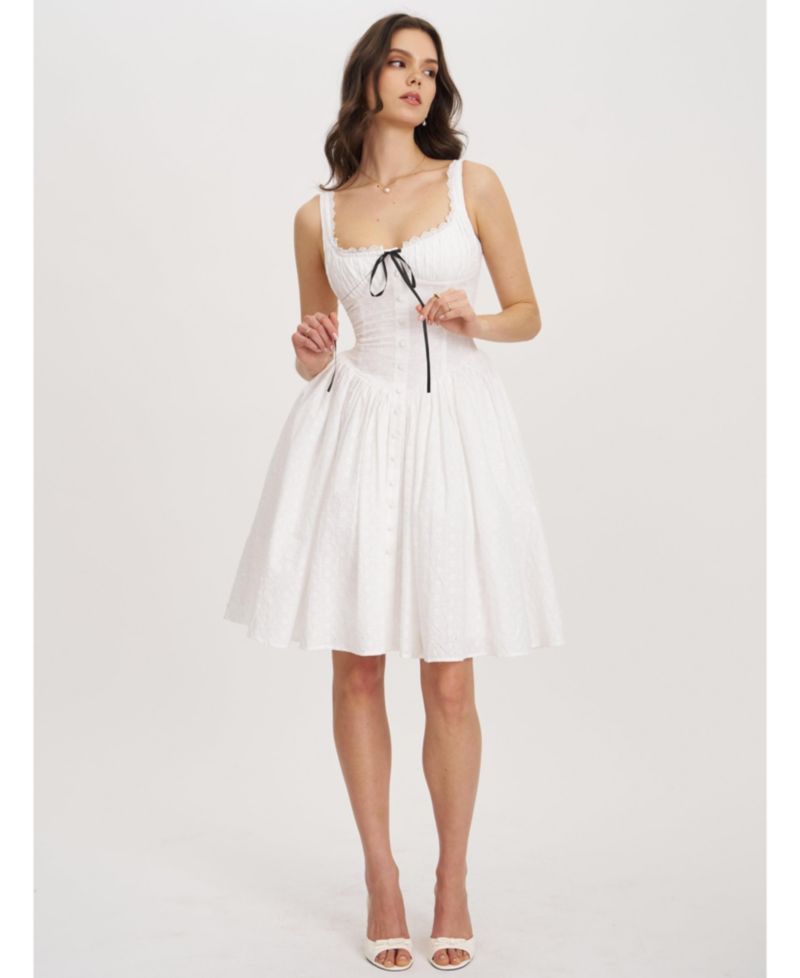 Women's Madison Cotton Eyelet Square Neck Dress