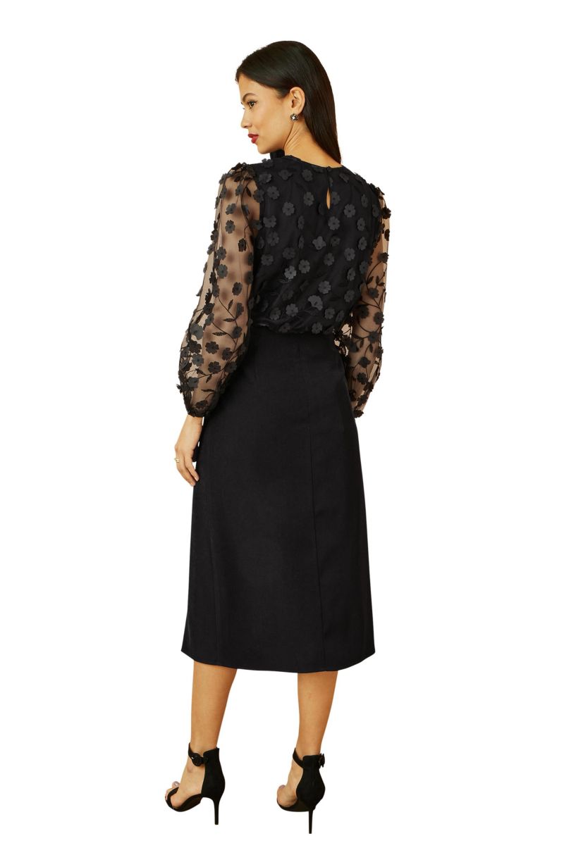 Women's Long Sleeve Sheer Floral Top