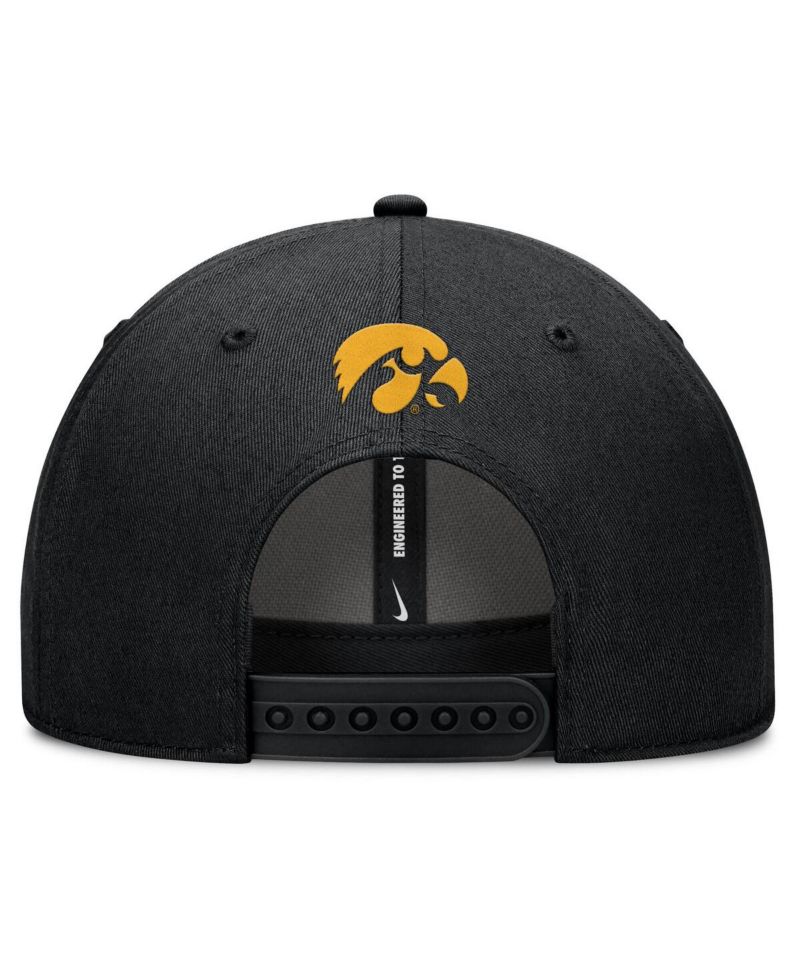 Men's Black Iowa Hawkeyes Slanted Primetime Rise Performance Adjustable Hat