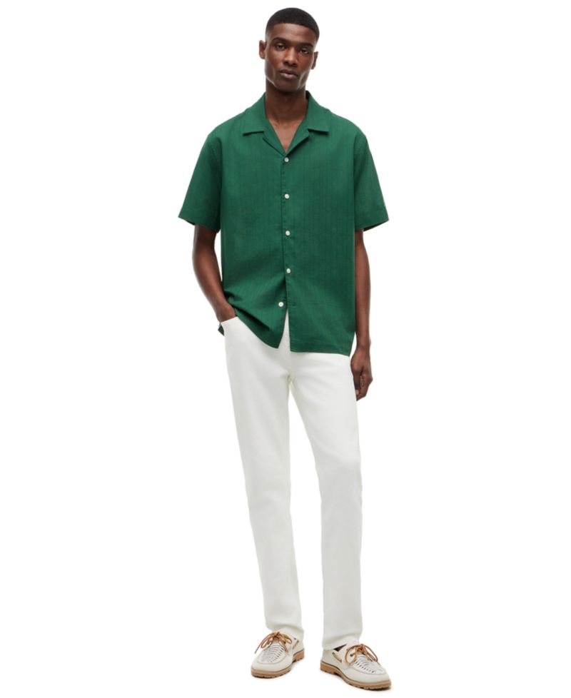 Men's Open-Structure Camp Collar Windowpane Shirt