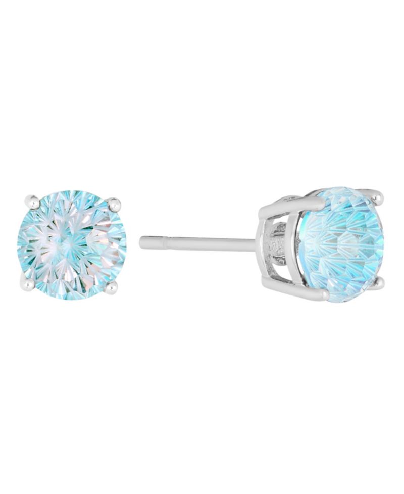 Sterling Silver Starlight Cubic Zirconia Solitaire Stud Earrings