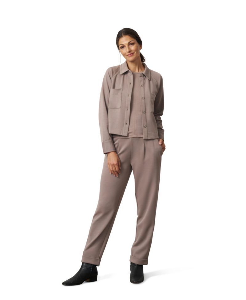 Women's Ponte Cuffed Shacket and Pants Set