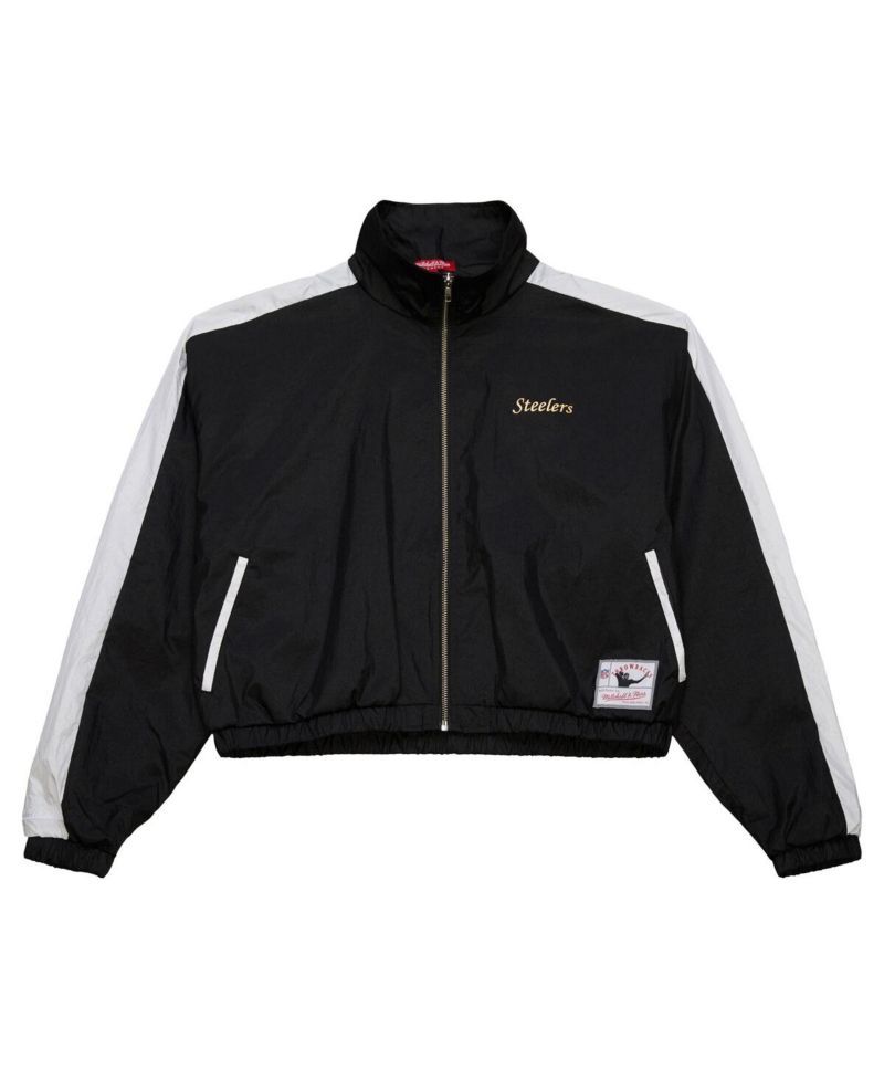 Women's Black Pittsburgh Steelers Nylon Cropped Full-Zip Jacket