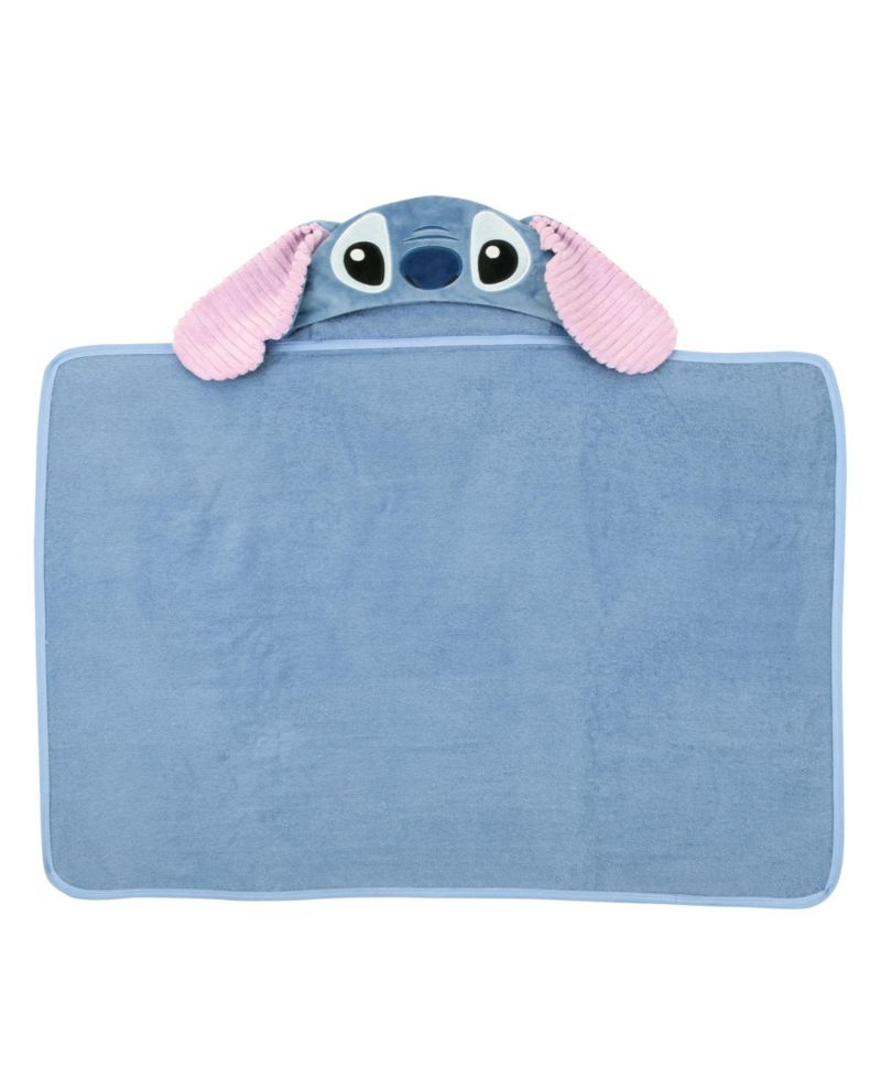 Baby Lambs and Ivy Disney Stitch Luxury Blue Cotton Terry Hooded Bath Towel