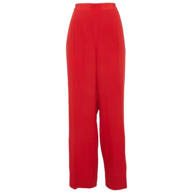 Women's Red Silk Wide Leg Pants