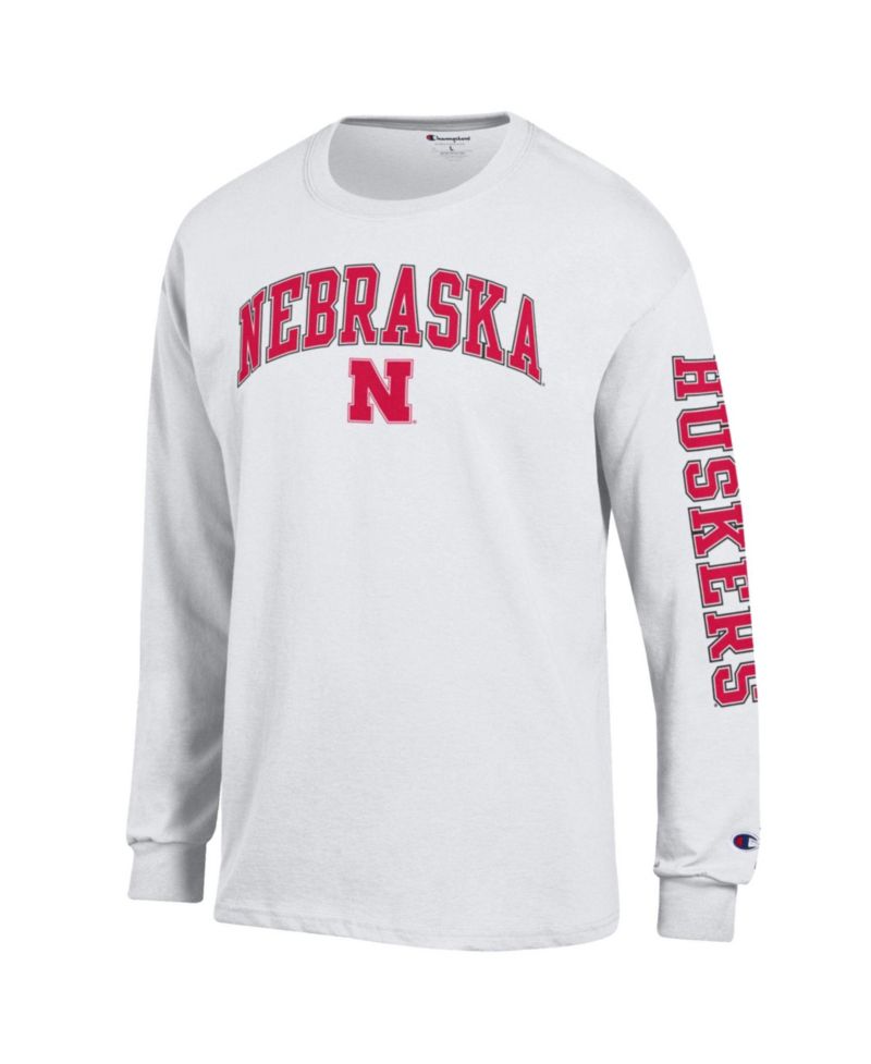 Men's Scarlet Nebraska Huskers Arch Over Logo 2-Hit Long Sleeve T-Shirt