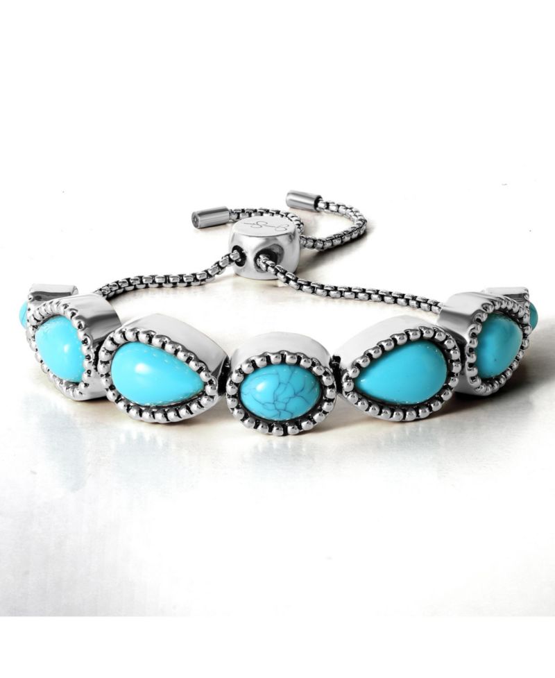 Womens Stone Slider Bracelet - Oxidized -Tone or -Tone Lariat Bracelet with Accents