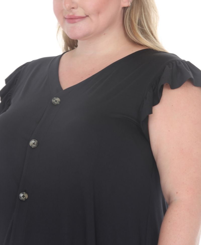 Plus Size Button-Front Tiered Swing Dress