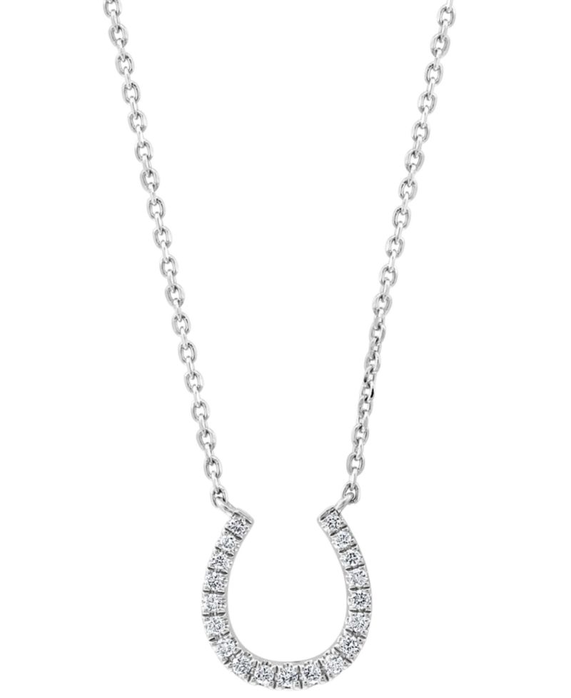 EFFY® Diamond Horseshoe 18" Pendant Necklace (1/6 ct. t.w.) in Sterling Silver