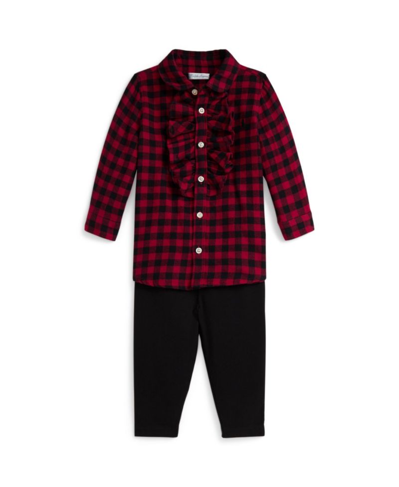 Baby Boys' and Girls' Plaid Twill Shirt and Jersey Legging, 2-Piece Set