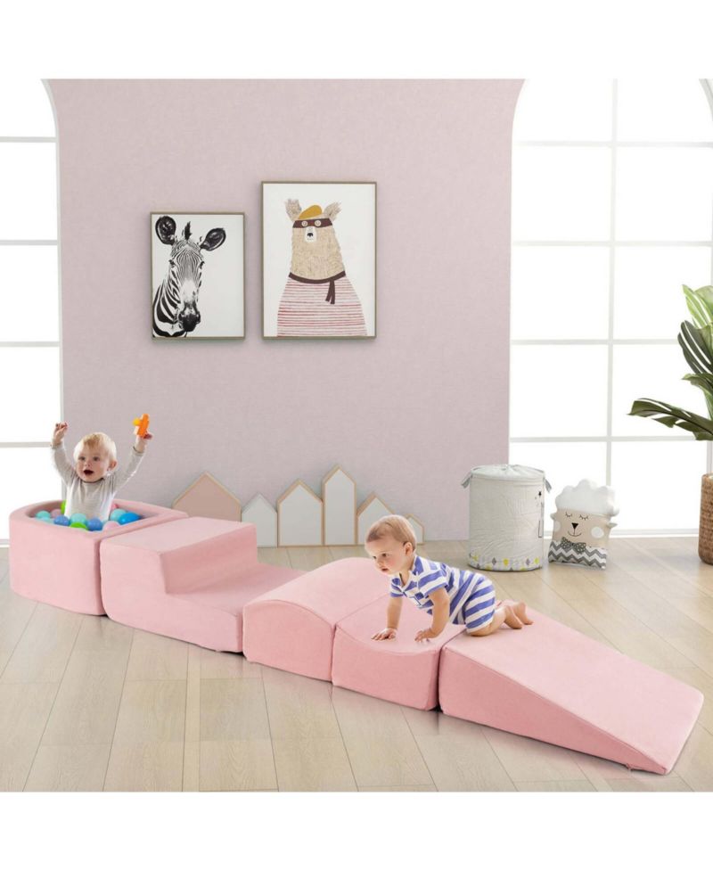 5PCS Climb and Crawl Playset with Ball Pit for Kids Zippers for