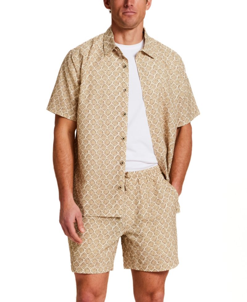 Men's Drawstring Medallion Print Seersucker Shorts