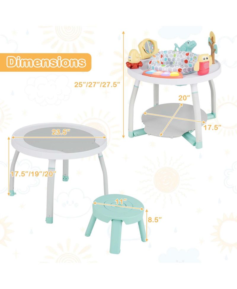 5-in-1 Baby Activity Center with Rotating Seat Removable Toys Lights