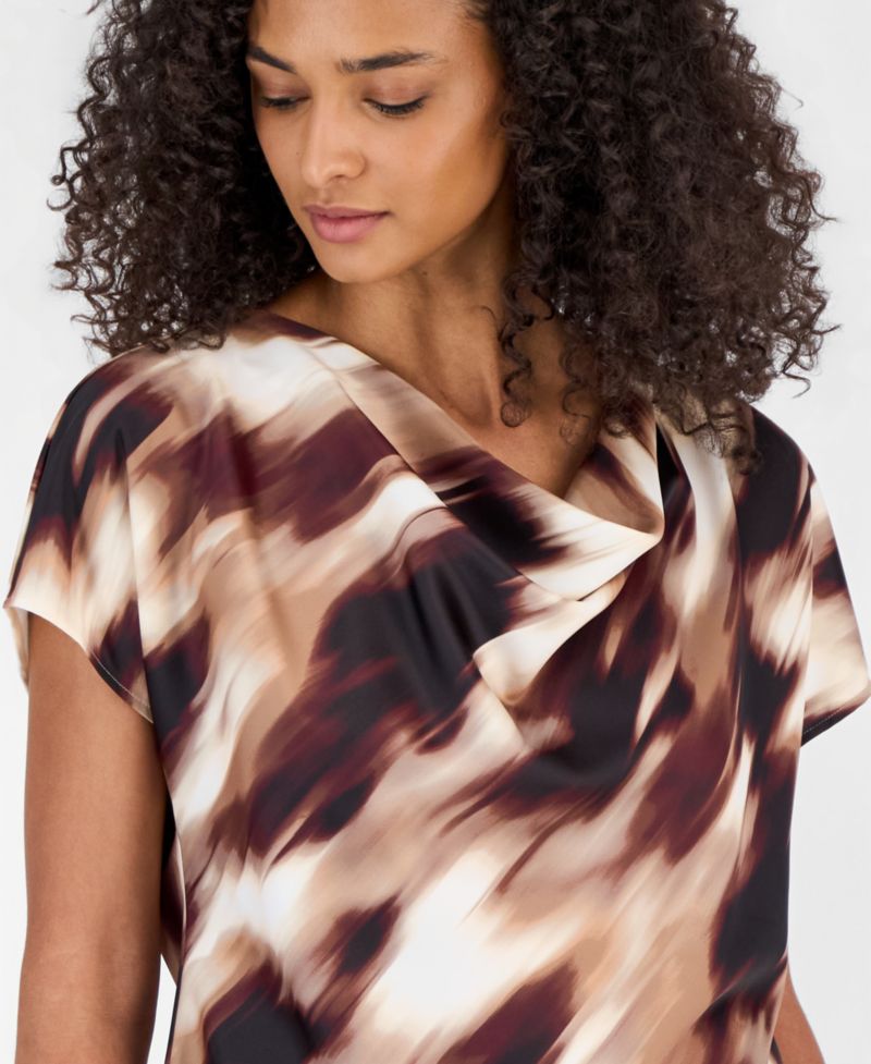Women's Cowl Neck Short-Sleeve Blouse