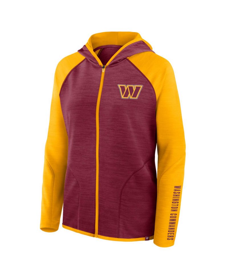 Women's Burgundy/Gold Washington Commanders Redzone End Around Pass Raglan Full-Zip Hoodie
