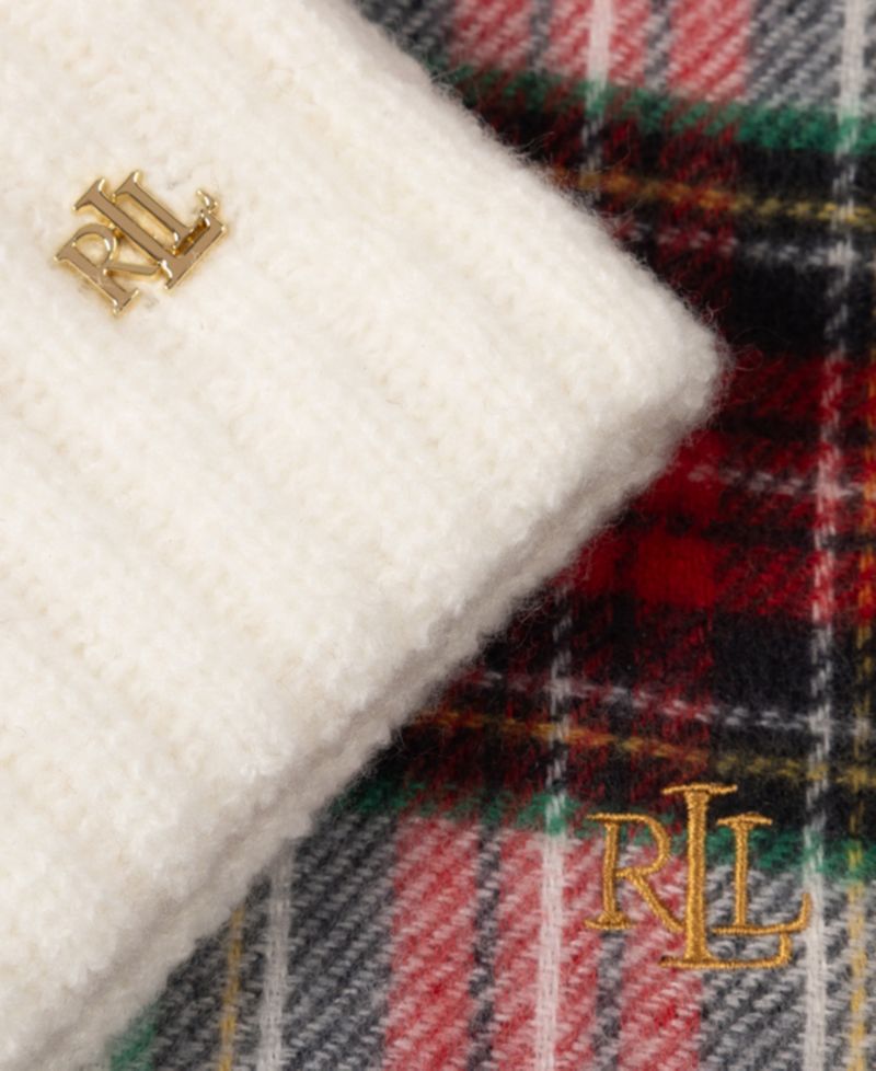 Woven Scarf and Knit Beanie Set