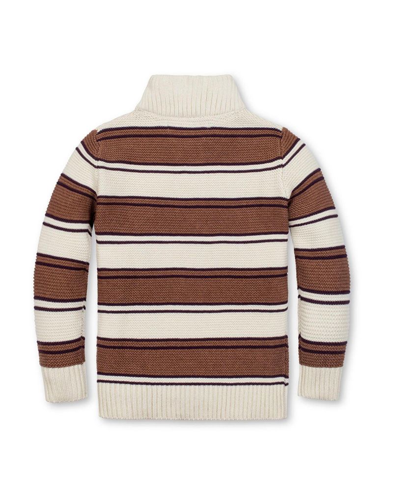 Hope and Henry Little and Big Boys' Organic Mock Neck Stripe Sweater