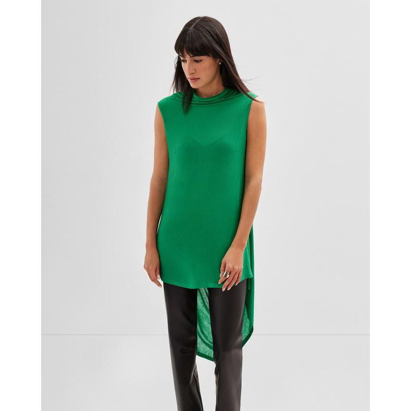 Women's Ines Sleeveless High-Neck Sheer Jersey Draped-Back Tunic