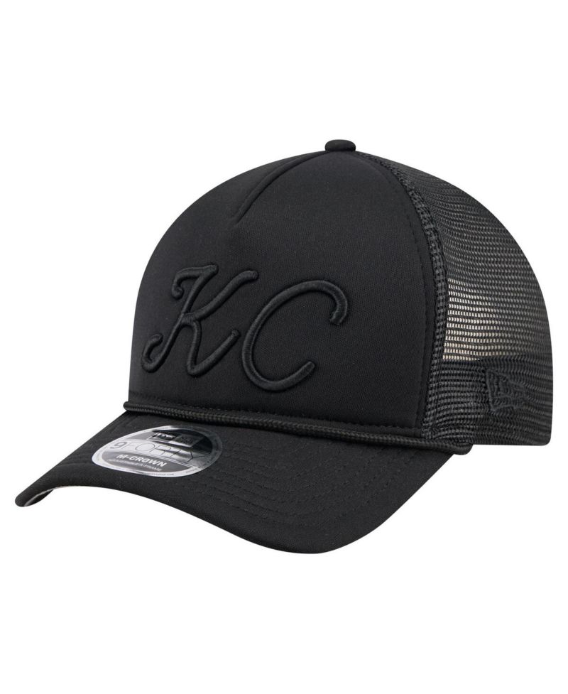 Men's Black Kansas City Royals City Initial 9FORTY A-Frame M-Crown Adjustable Trucker Hat