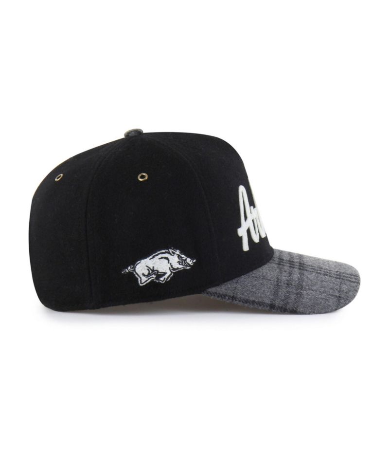 Men's and Women's Black Arkansas Razorbacks Windowpane Plaid Collection Hitch Adjustable Hat