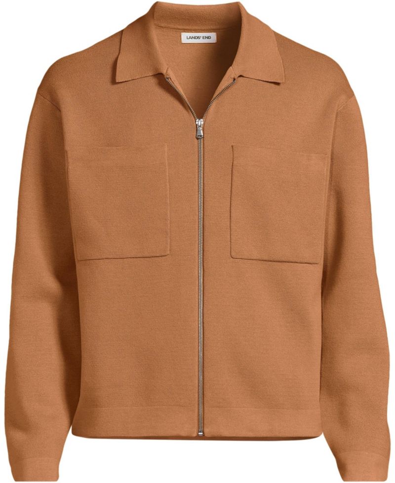 Men's Long Sleeve Fine Gauge Cotton Full Zip Chore Coat