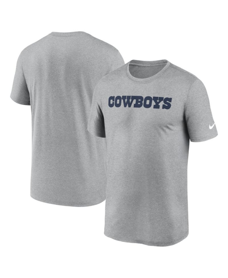 Men's Heather Gray Dallas Cowboys Primetime Legend Wordmark Dri-FIT T-Shirt