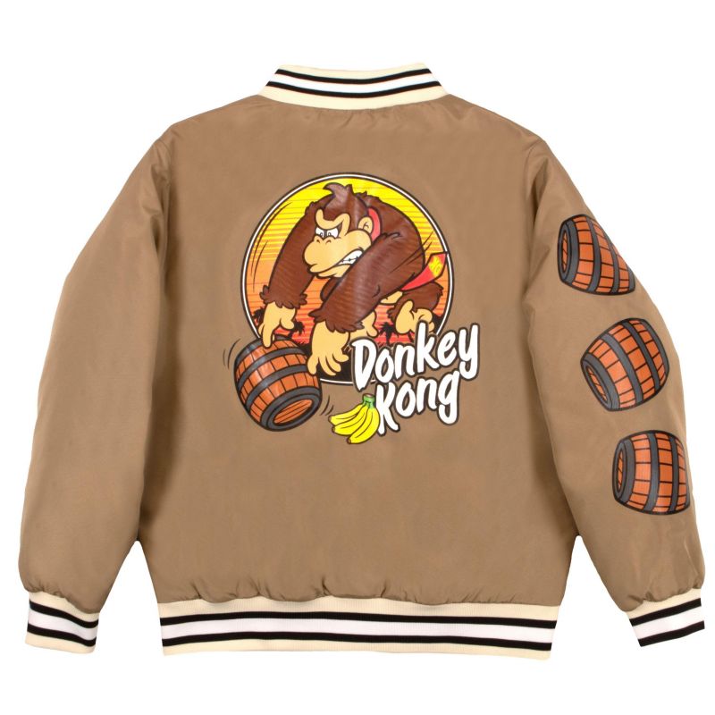 Donkey Kong Big Boys Long Sleeve Zip Up Bomber Jacket