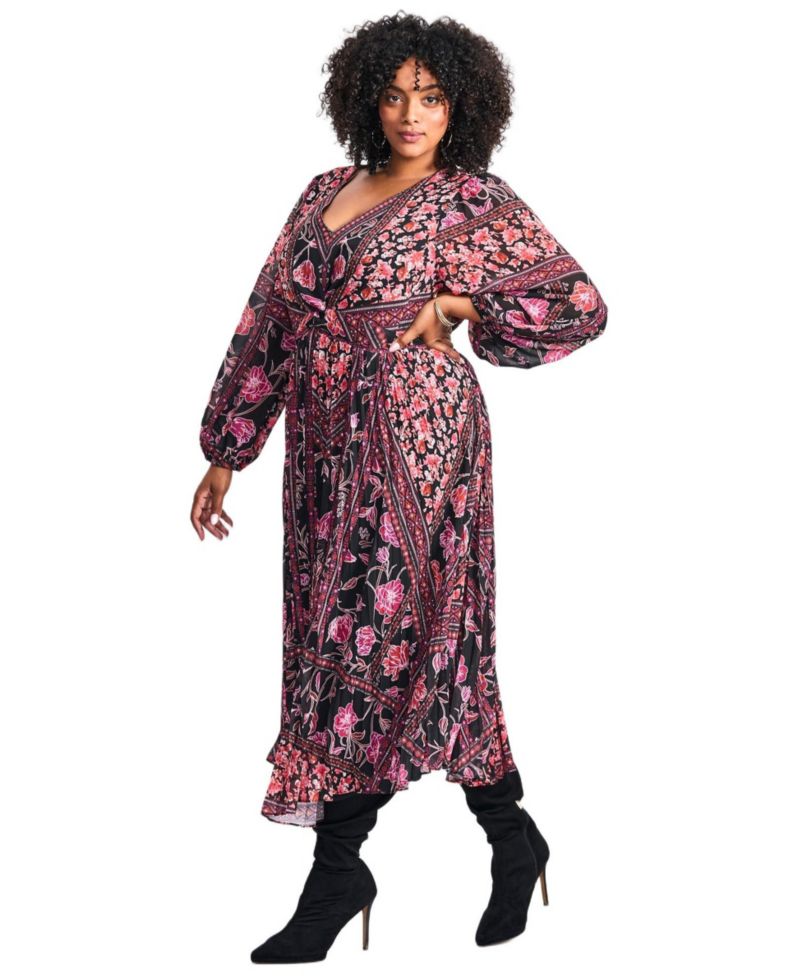 Women's Plus Size Harmony Twist Front Pleated Dress