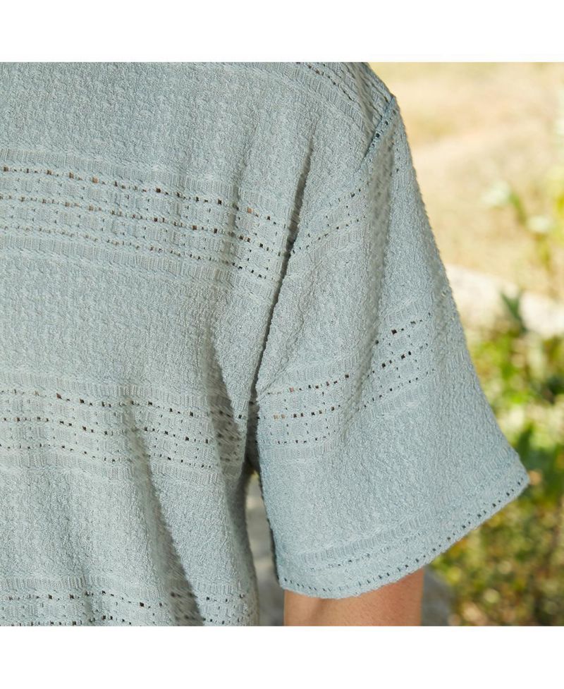 Men's Sage Green Bohomian Oversized Polo T-Shirt