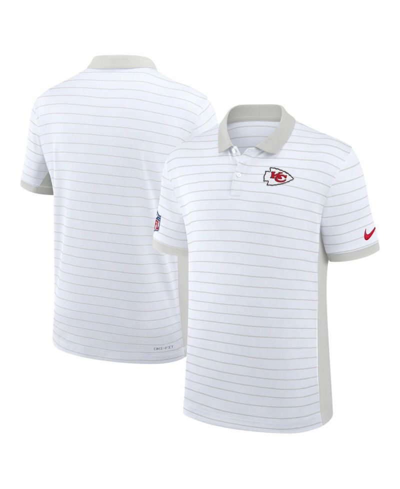 Men's White Kansas City Chiefs Sideline Victory Stripe Performance Polo Shirt