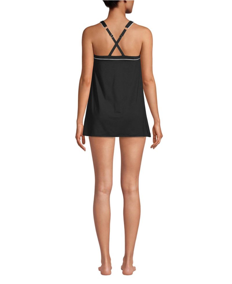 Women's Long High Neck Swim Dress One Piece Swimsuit Adjustable Straps