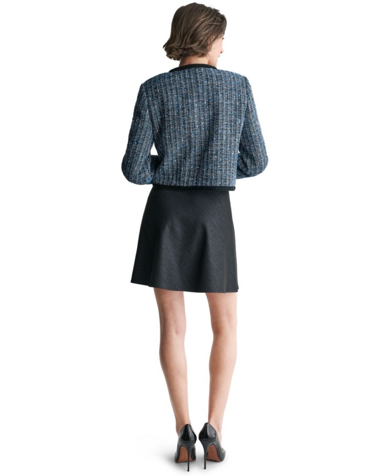 Women's Cropped Button-Front Tweed Jacket